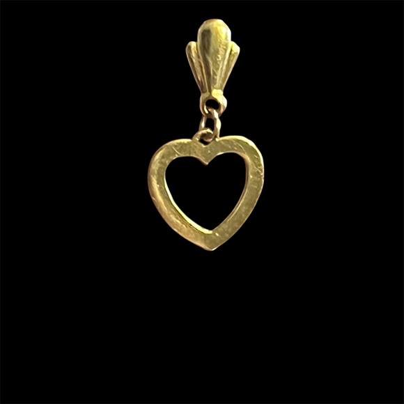 14K Gold open Heart Drop Earrings vintage original backs - Picture 3 of 7